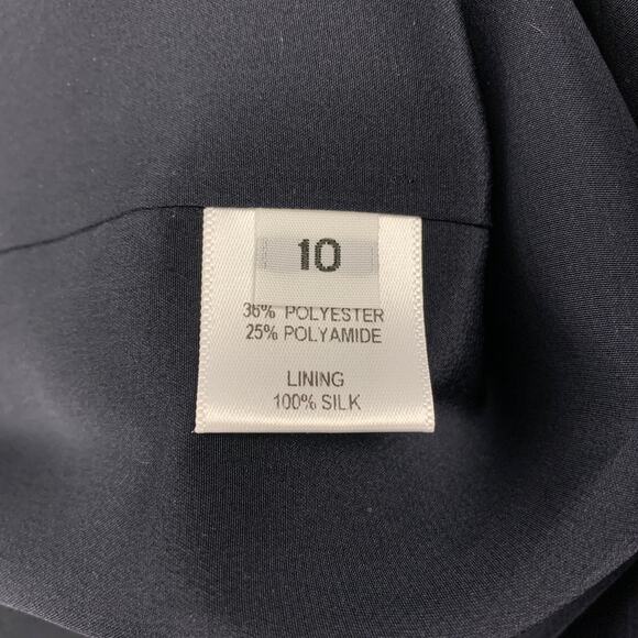 PRABAL GURUNG Size 10 Black Navy Silk Polyester Floral Sleeveless Dress - Picture 4 of 6